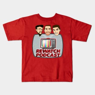 Rewatch Podcast Logo with Host Faces Kids T-Shirt